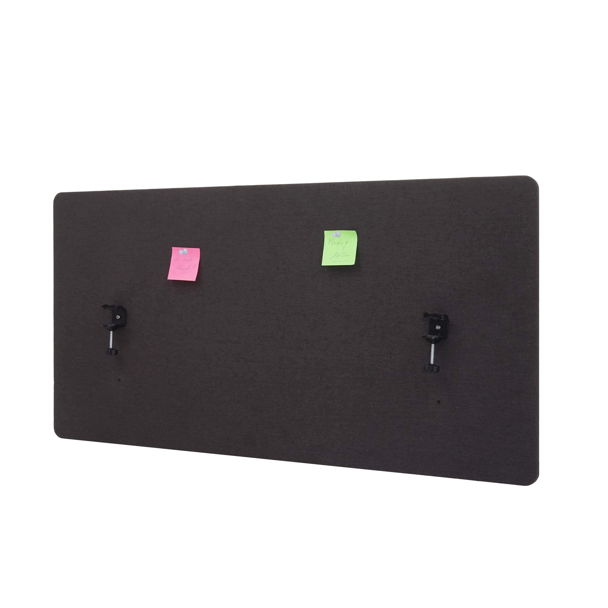 Akustik-Tischtrennwand HWC-G75, Büro-Sichtschutz Schreibtisch Pinnwand, doppelwandig Stoff/Textil - 60x120cm braun-grau