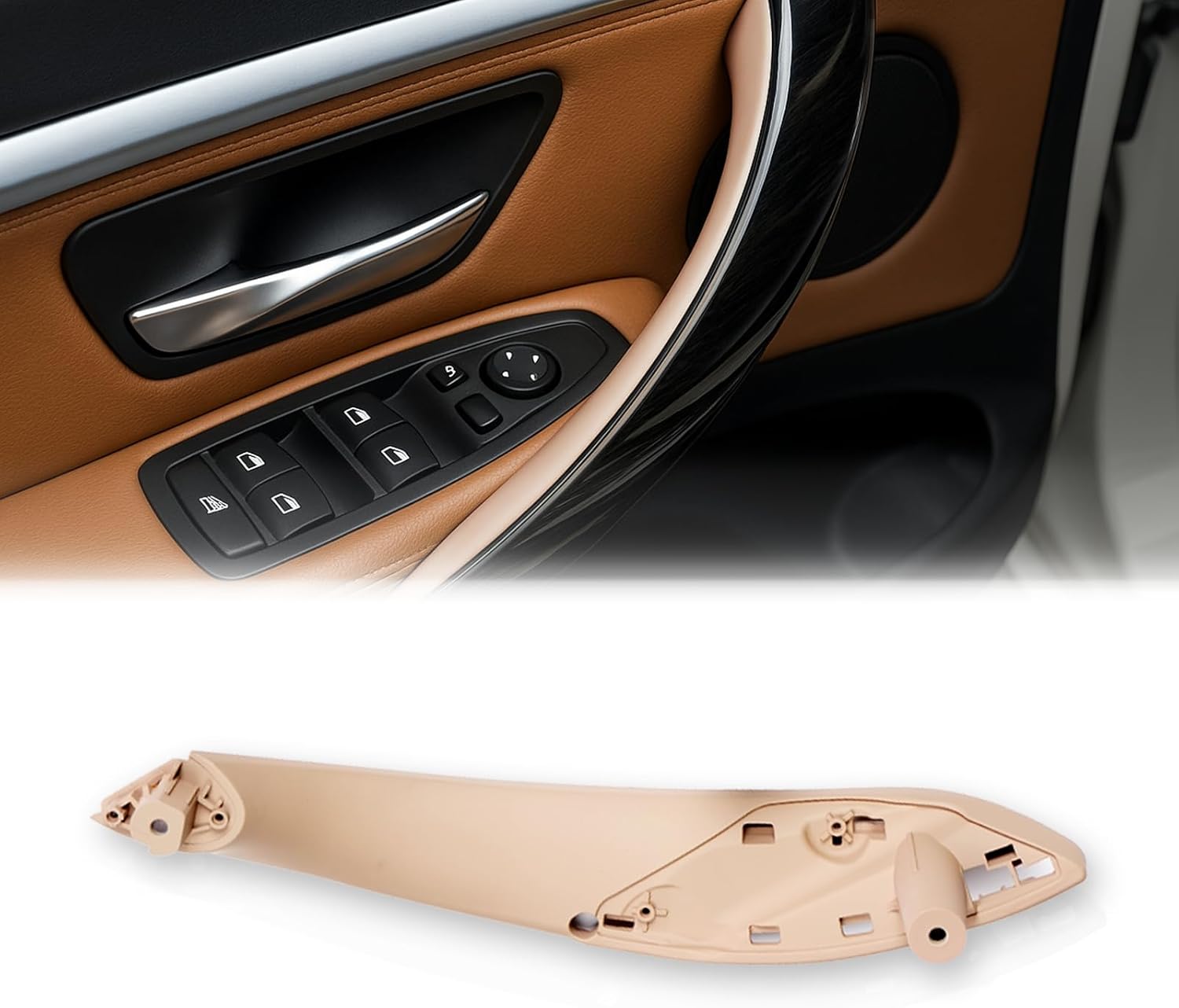 4PCS Door Handles Replacement for BMW 3 Series F30 4 Series F32 F80 F82 Inner Door Pull Strap Armrest Bracket Handle Kit Interior Trim for BMW 2013-2018 320 328 330 335 2014-2019 428 435 440 (Black)