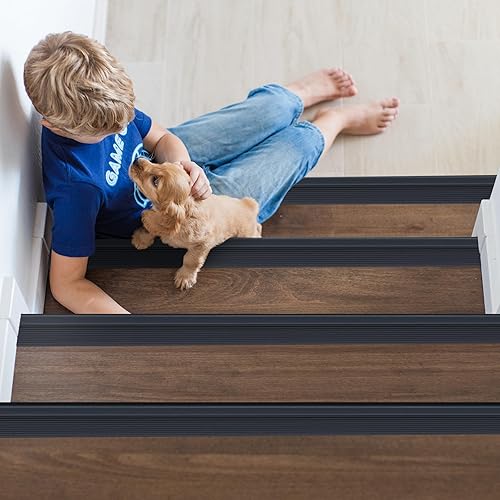 Miniatura 13 de Escalera antideslizante de vinilo para escaleras, autoadhesivo, antideslizante, peldaños de goma flexible, protector de bordes, moldura para usos