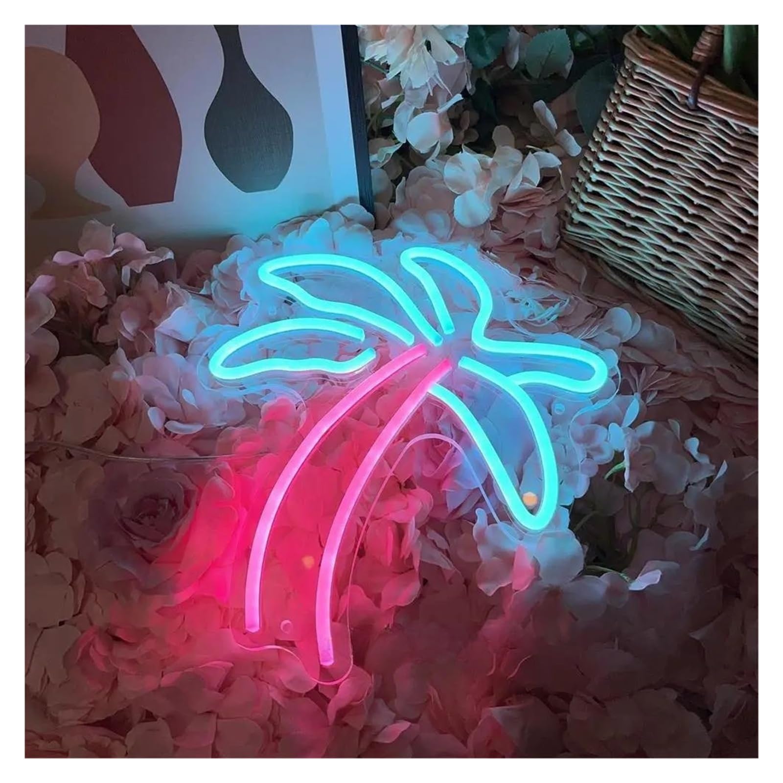 Shouxi One Color Sign Lamp Coconut Tree Neon Signs Usb Powered Neon Lights Suitable For Children's Room Bistro Birthday Party Decor 26.5Cmx30cm