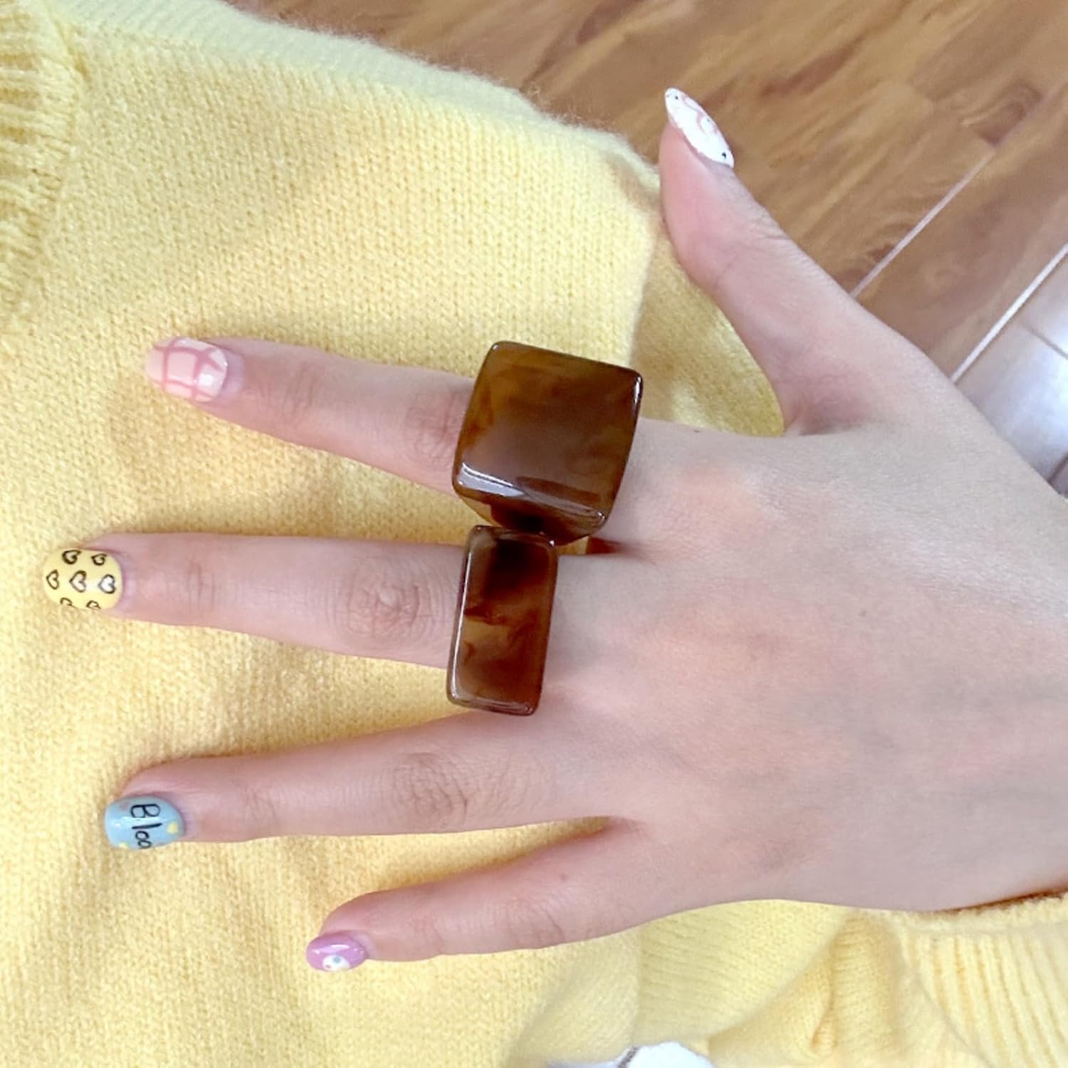 Chunky Acrylic Ring Set for Women,Boho Multicolor Resin Knuckle Finger Rings Statement Stackable y2k Geometry Ring Simplicity Spring Summer Beach Jewelry - Image 4