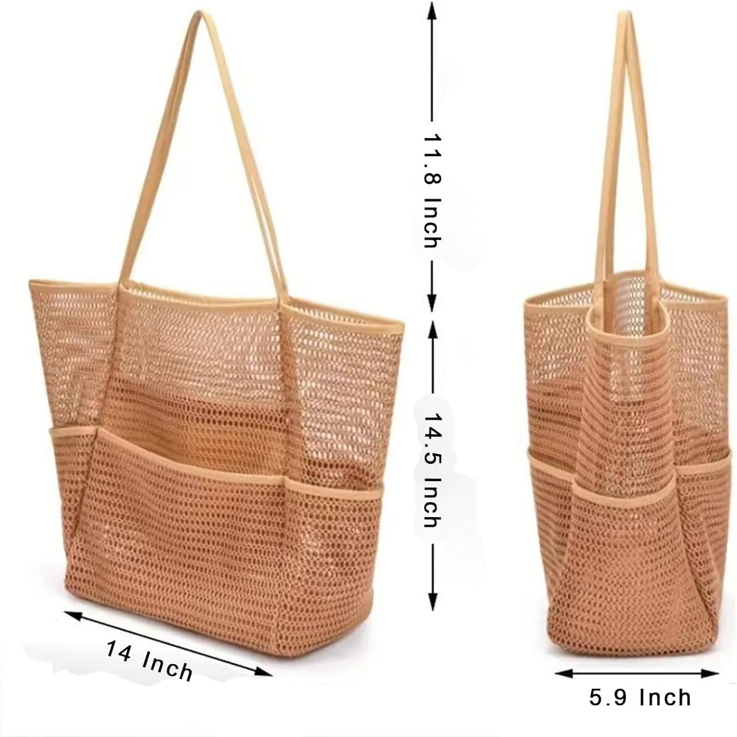 Large Beach Bags for Women, Mesh Beach Tote with Zipper, Foldable Pool Tote Bag Travel Beachbag Waterproof Sandproof - Image 5