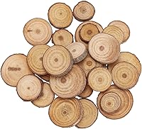 eMagTech 100pcs Natural Pine Wood Tree Ring Slices with Bark, 1.5-3cm - Unfinished for DIY Crafts, Ornaments & Coasters