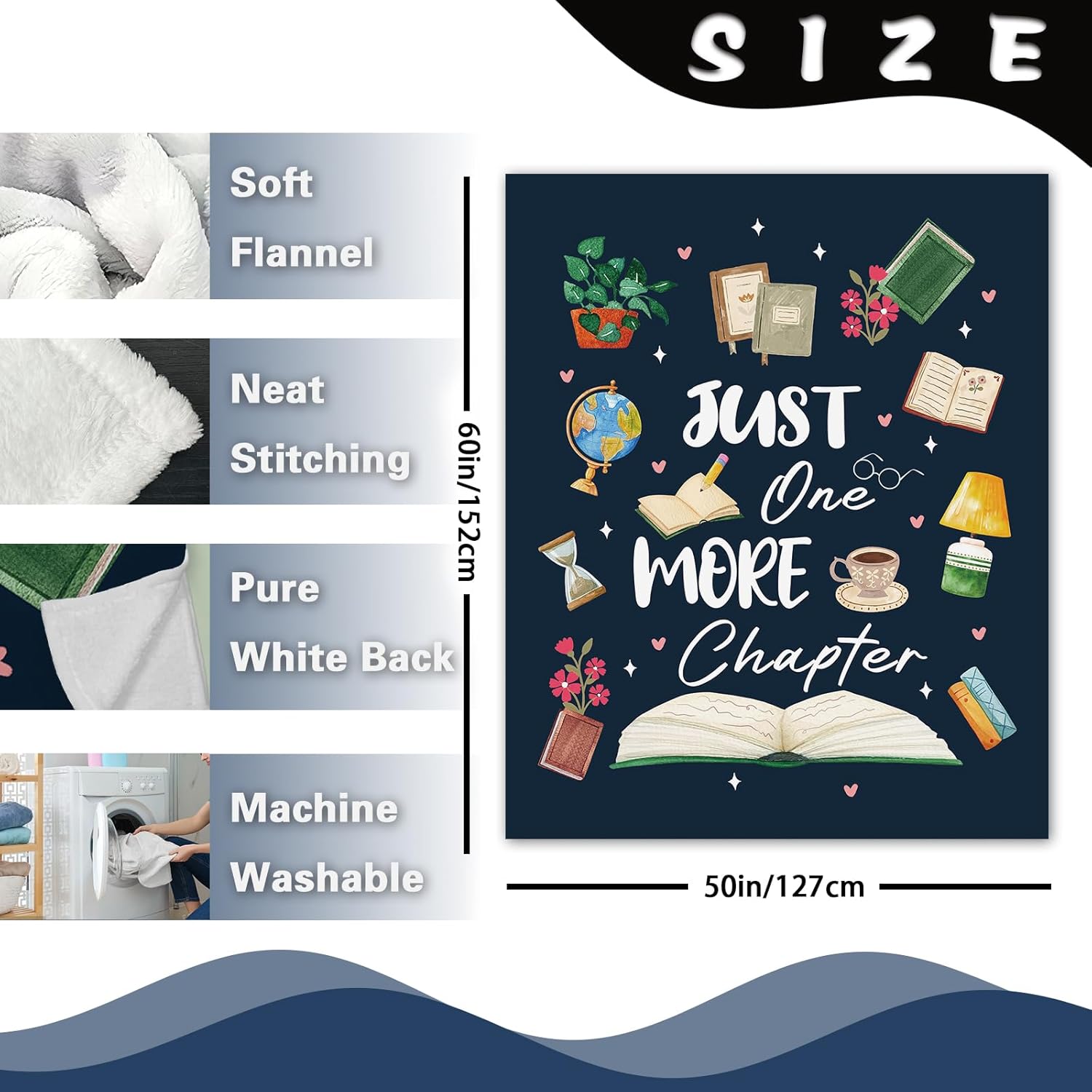 Book Lovers Gifts Flannel Throw Blanket, Bookish Gift for Reader Bookworm Books Club, Graduation Birthday Ideas, Reading Blanket Present for Men Women Librarian Teacher 50" x 60" - Image 2