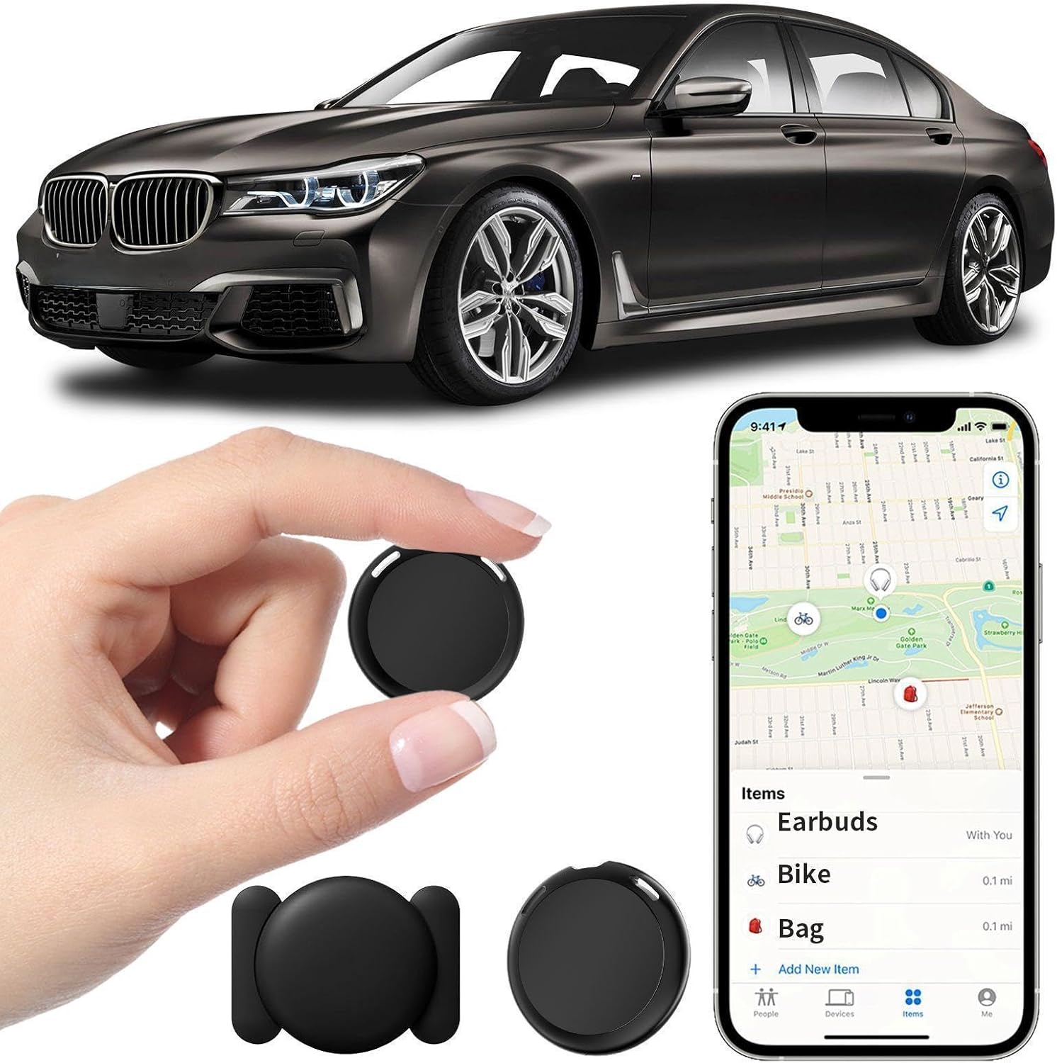 No Subscription Mini GPS Tracker for Vehicles Work with Find My(iOS Only) Magnetic Case Real Time Tracker Tag Hidden Car Location Tracking Device Global Coverage No Monthly Fee or SIM Card Required