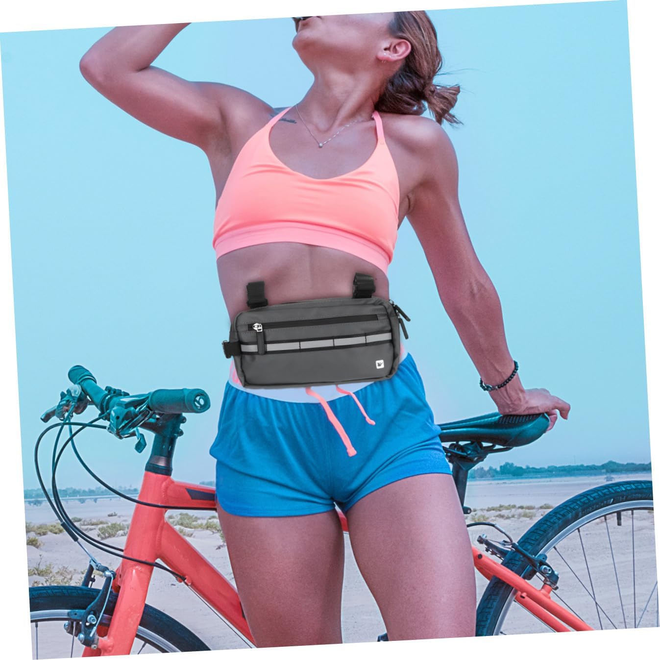 Luxshiny Bike Handlebar Bag Crossbody Cycling Storage Bag 3l Gray Multifunctional Front Frame Pouch for Road and Leisure Biking