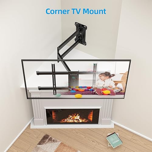 Miniatura 4 de Soporte de pared para TV de esquina premontado para televisores de 32 a 80 pulgadas, movimiento completo con extensión de deslizamiento suave, brazo