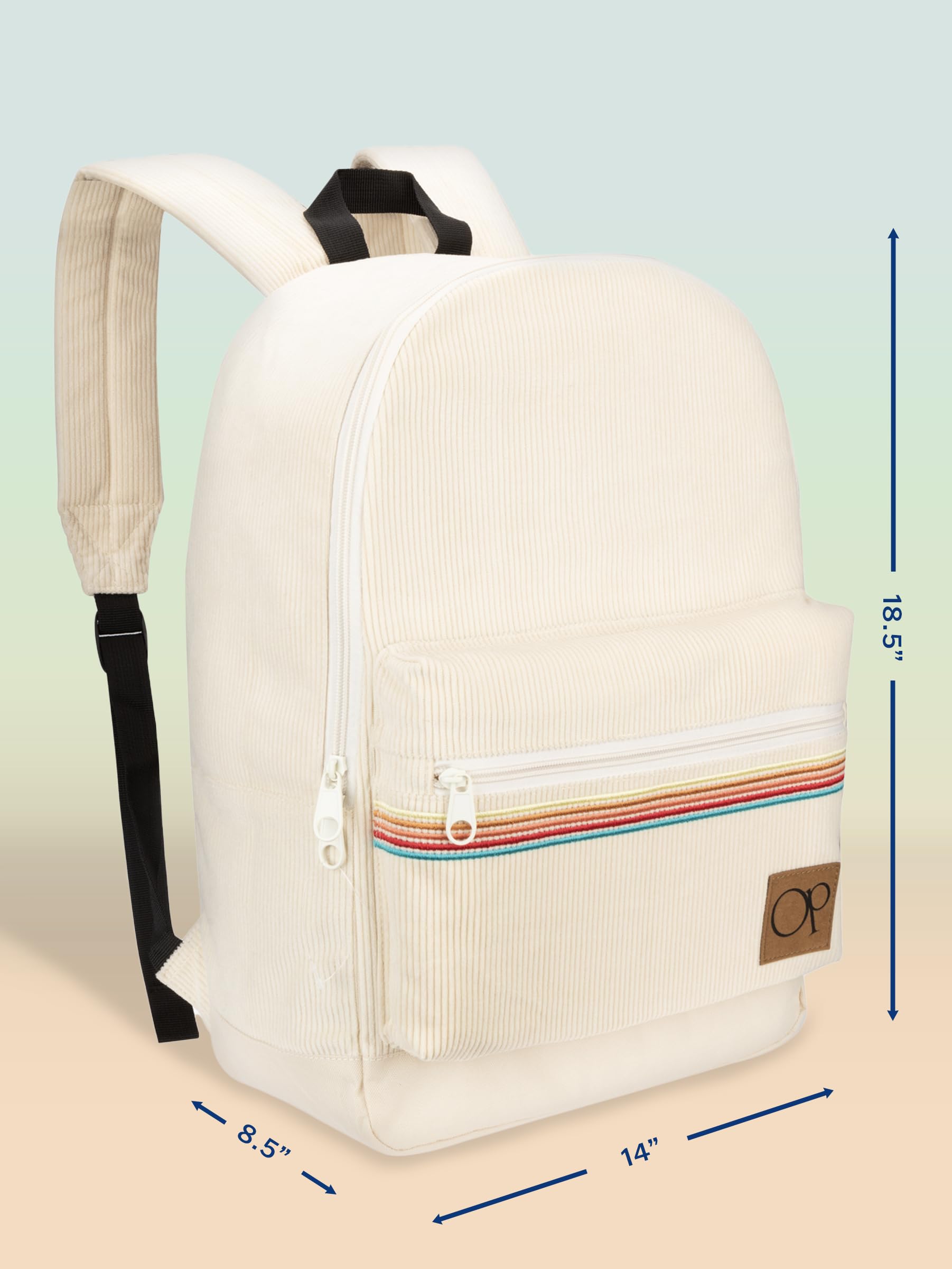 Ocean Pacific OG Zaino in velluto a coste per viaggi, sport, spiaggia, lavoro, casual, per uomini e donne, adatto per laptop da 15,6 pollici, zaino da spiaggia