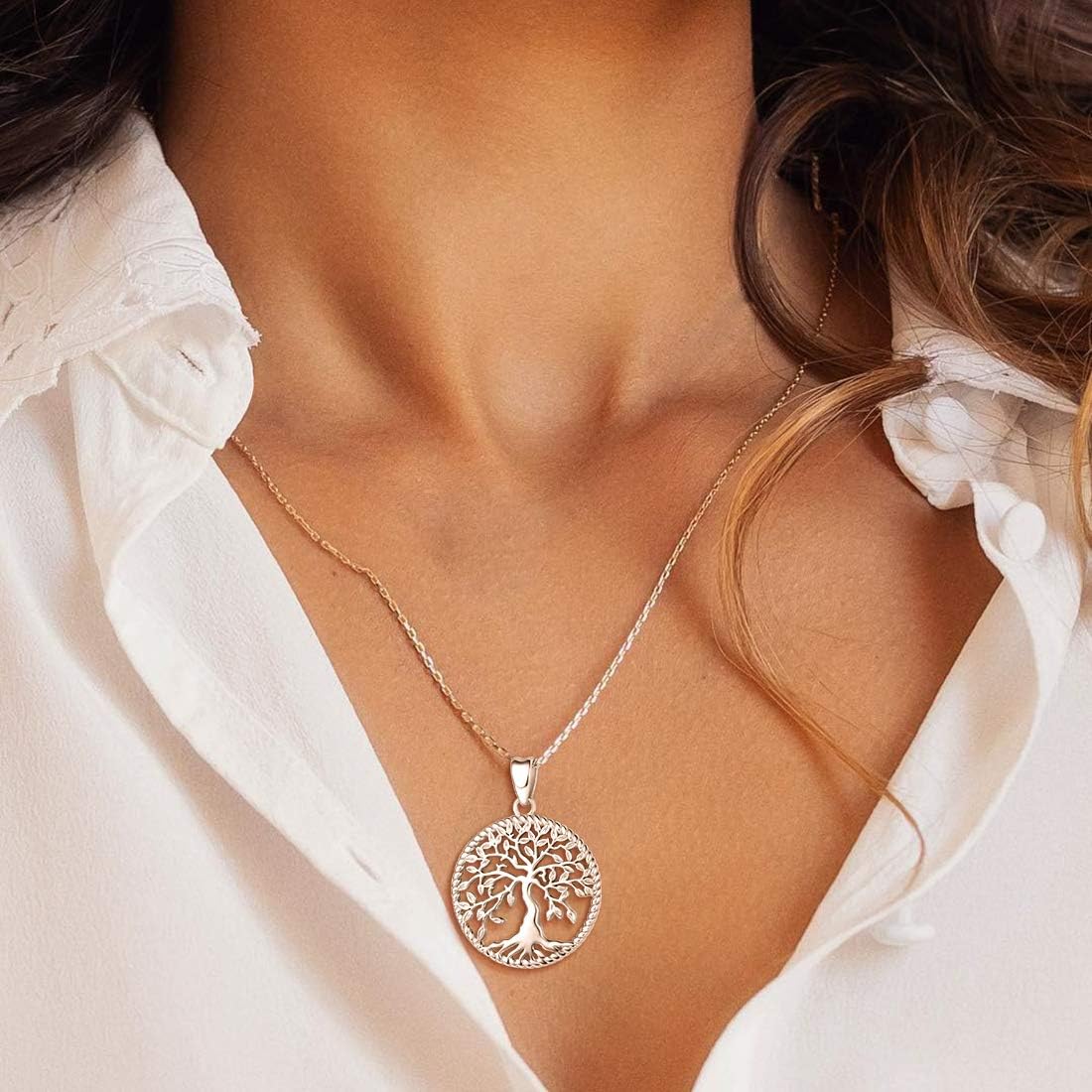 AGVANA 925 Sterling Silver Tree of Life Pendant Necklace for Women Delicate Jewelry Family Tree Necklace Anniversary Birthday Gifts for Women Wife Mom Grandma with Velvet Bag - Image 3