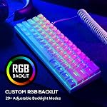 RK ROYAL KLUDGE RK61 Clavier mécanique avec câble enroulé, 60% Pourcentage Ultra-Compact sans fil jeu clavier 2,4 Ghz/Bluetooth/Wired, RGB Backlit, Support logiciel, Commutateur Brown Swappable