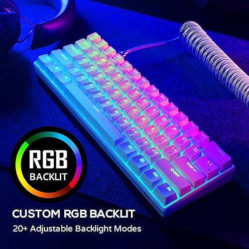 Miniatura 3 de RK ROYAL KLUDGE RK61 60% Mechanical Keyboard with Coiled Cable, 2.4GhzBluetoothWired, Bluetooth 61 Keys, Wireless RGB Hot Swappable Brown Switch