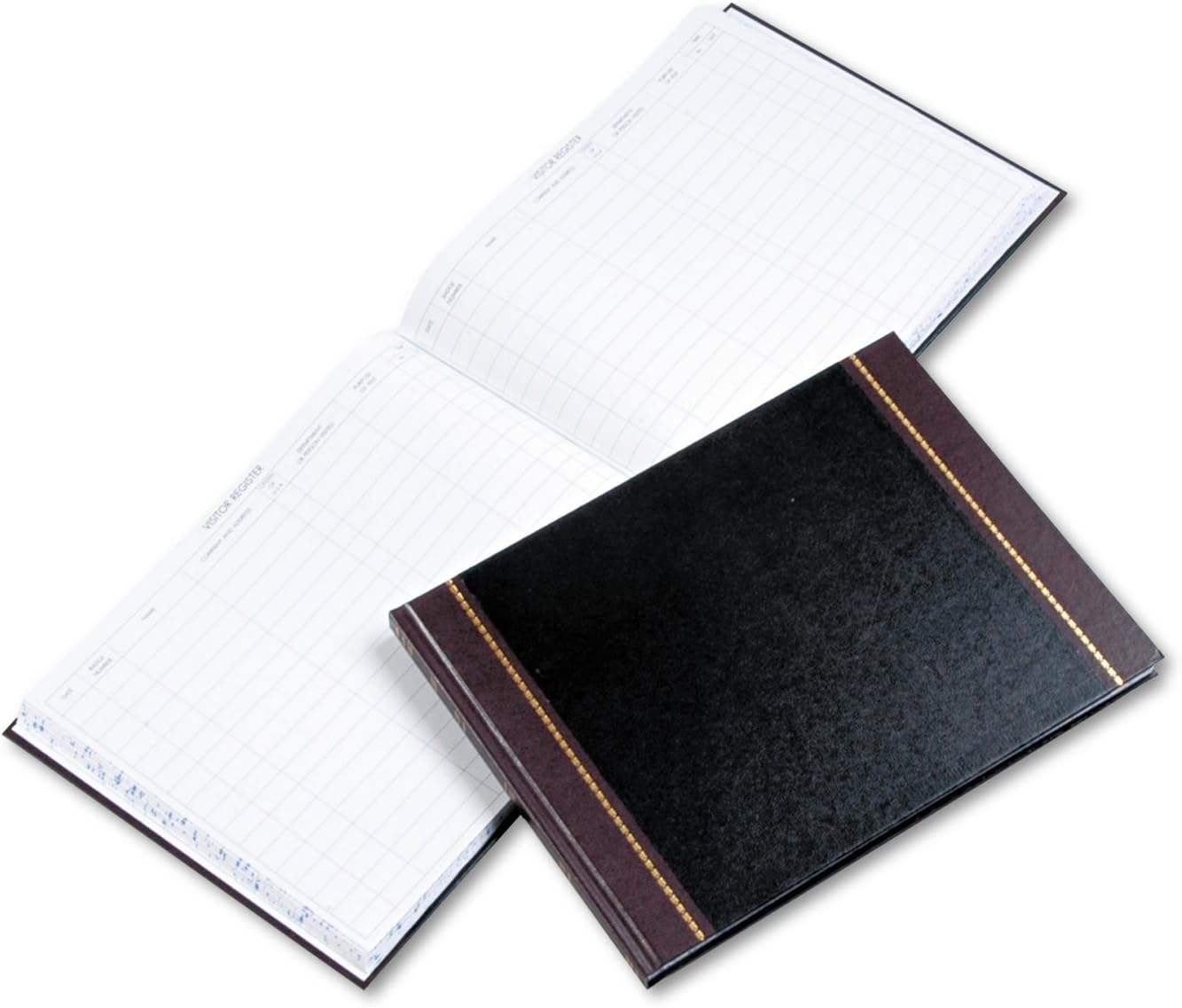 Wilson Jones S491 Detailed Visitor Register Book, Black Cover, 208 Ruled Pages, 9 1/2 x 12 1/4