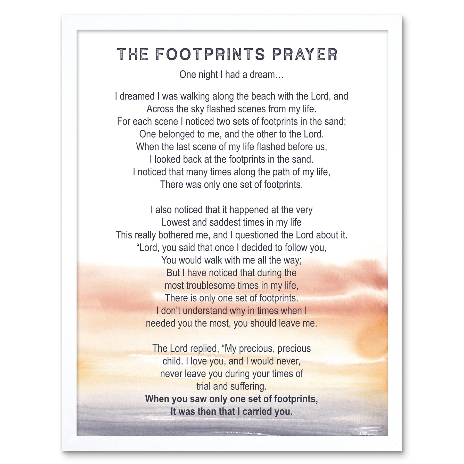 Artery8 Lord Jesus Footprints In The Sand Poem Watercolour Art Print Framed Poster Wall Decor 12x16 inch