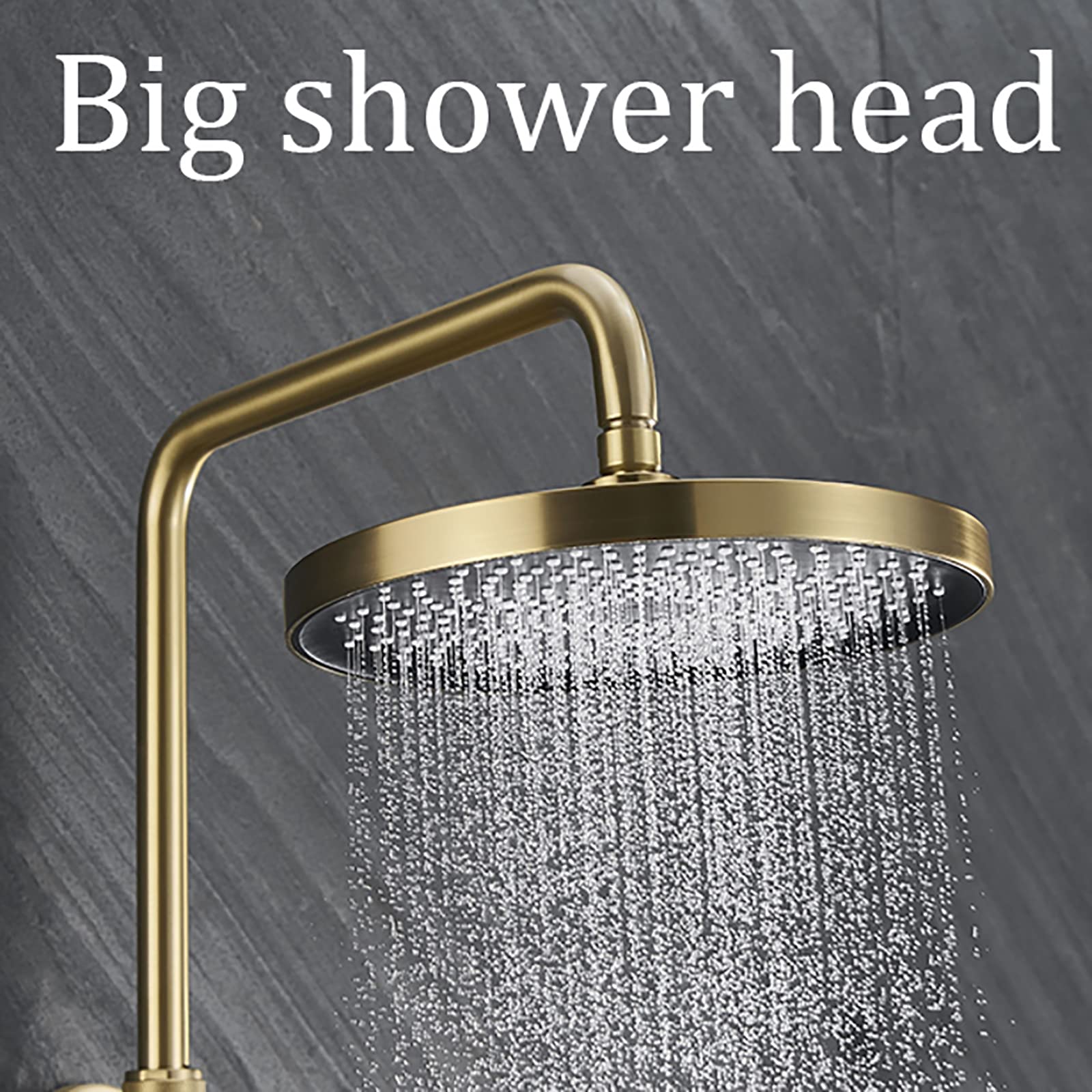 Sistema Doccia a Pioggia con soffione da 10 Pollici, Set Rubinetto termostatico a Parete, Cascata in Ottone, beccuccio per Vasca, doccetta a 3 modalità, Bidet S, Cromato (Nero)