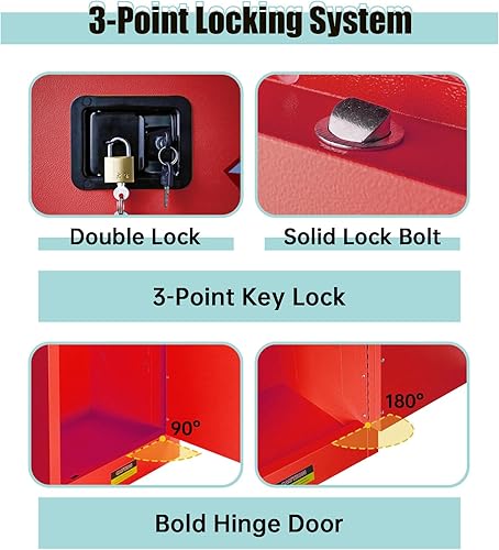 Vista 13 de Gabinete de seguridad inflamable de 18.11 x 18.11 x 35.5 pulgadas, gabinete de almacenamiento inflamable grueso de acero galvanizado, gabinete a