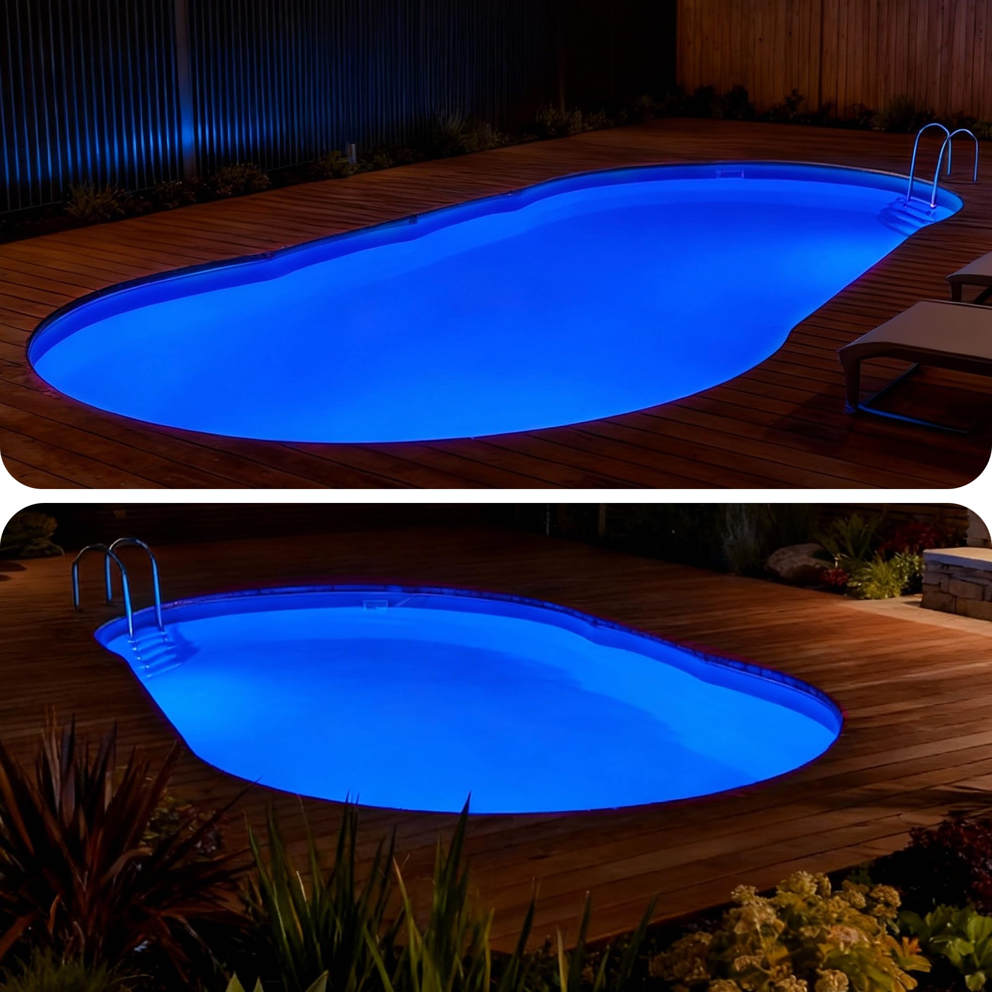 LyLmLe Harz Gefüllt LED Poolbeleuchtung Extra Flach,35W Poolscheinwerfer, Aufputzmontage Pool Lampen Unterwasser, 1100lm, 140°Abstrahlwinkel, IP68 Wasserdicht,Aufputzmontage,12V AC/DC,Reines Blau