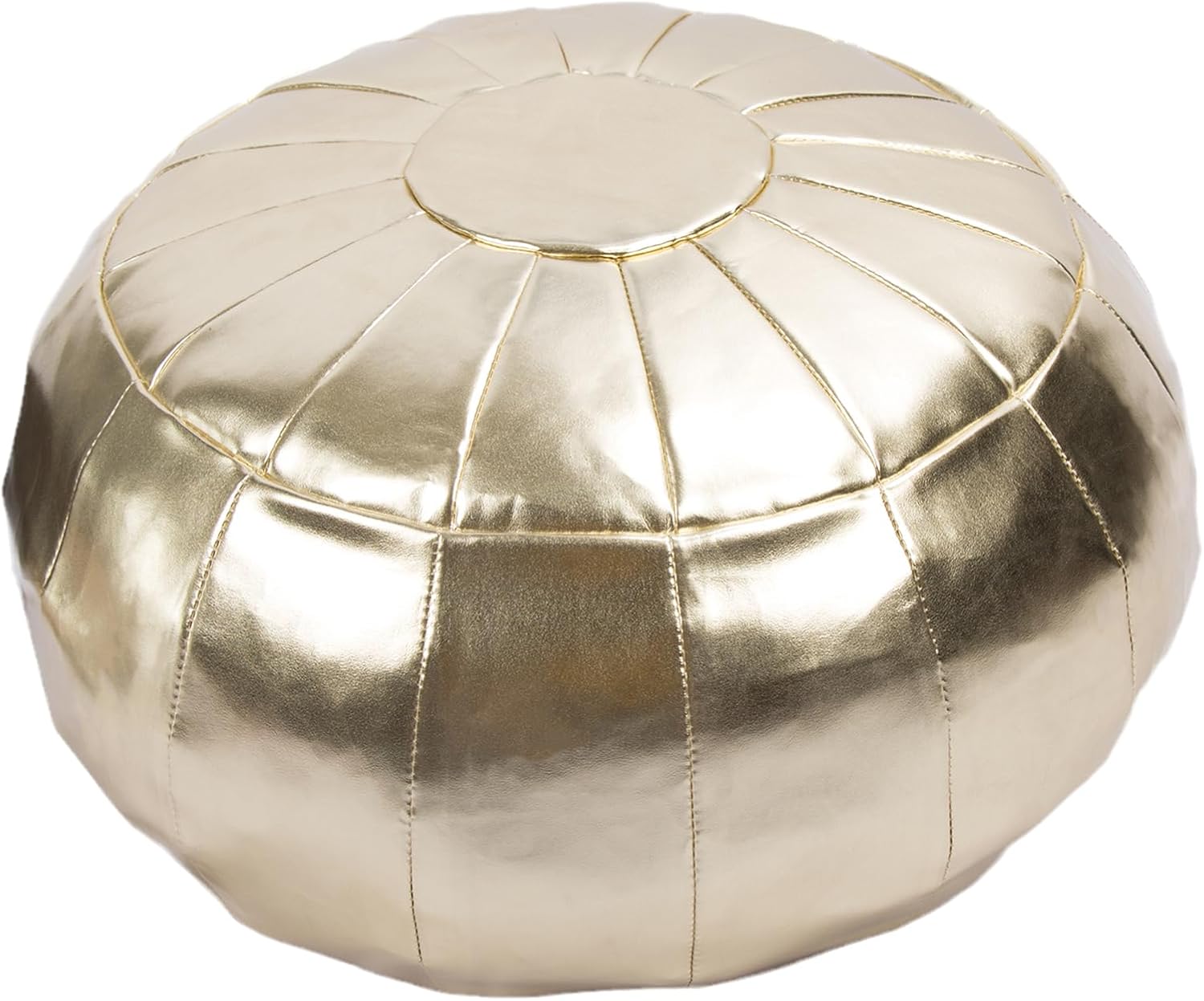 Round Unstuffed Sparkling Pouf Ottoman, Bean Bag Chair, Foot Stool, Foot Rest, Storage Solution (Empty & New) for Living Room (Golden(L), Large)