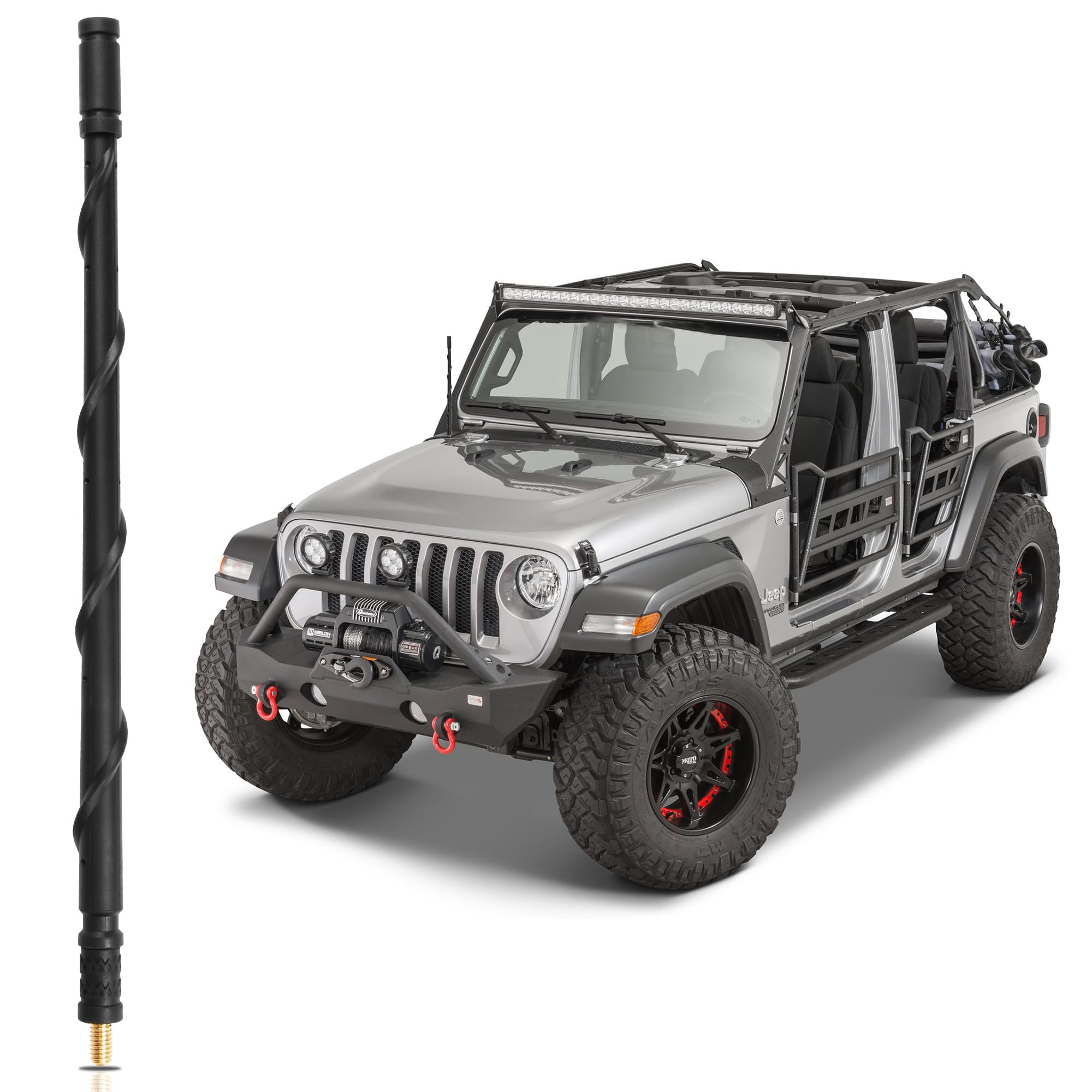 VOFONO Antenne de 33 cm pour Jeep Wrangler JK JL Gladiator JT 2007-2023, nouvelle antenne de rechange en caoutchouc flexible en spirale, accessoires Jeep Wrangler Gladiator