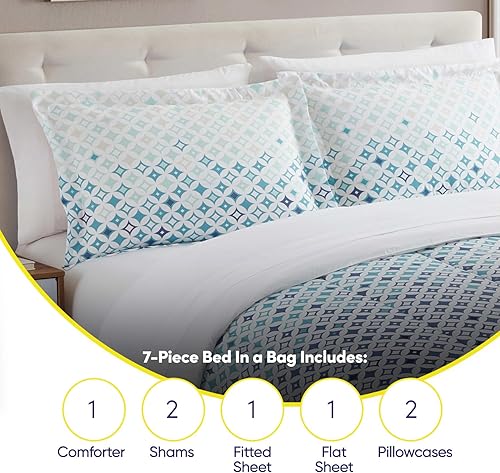 Miniatura 6 de Sweet Home Collection Juego de edredón de 7 piezas de color sólido para todas las estaciones, manta alternativa de plumón suave y lujosas sábanas de