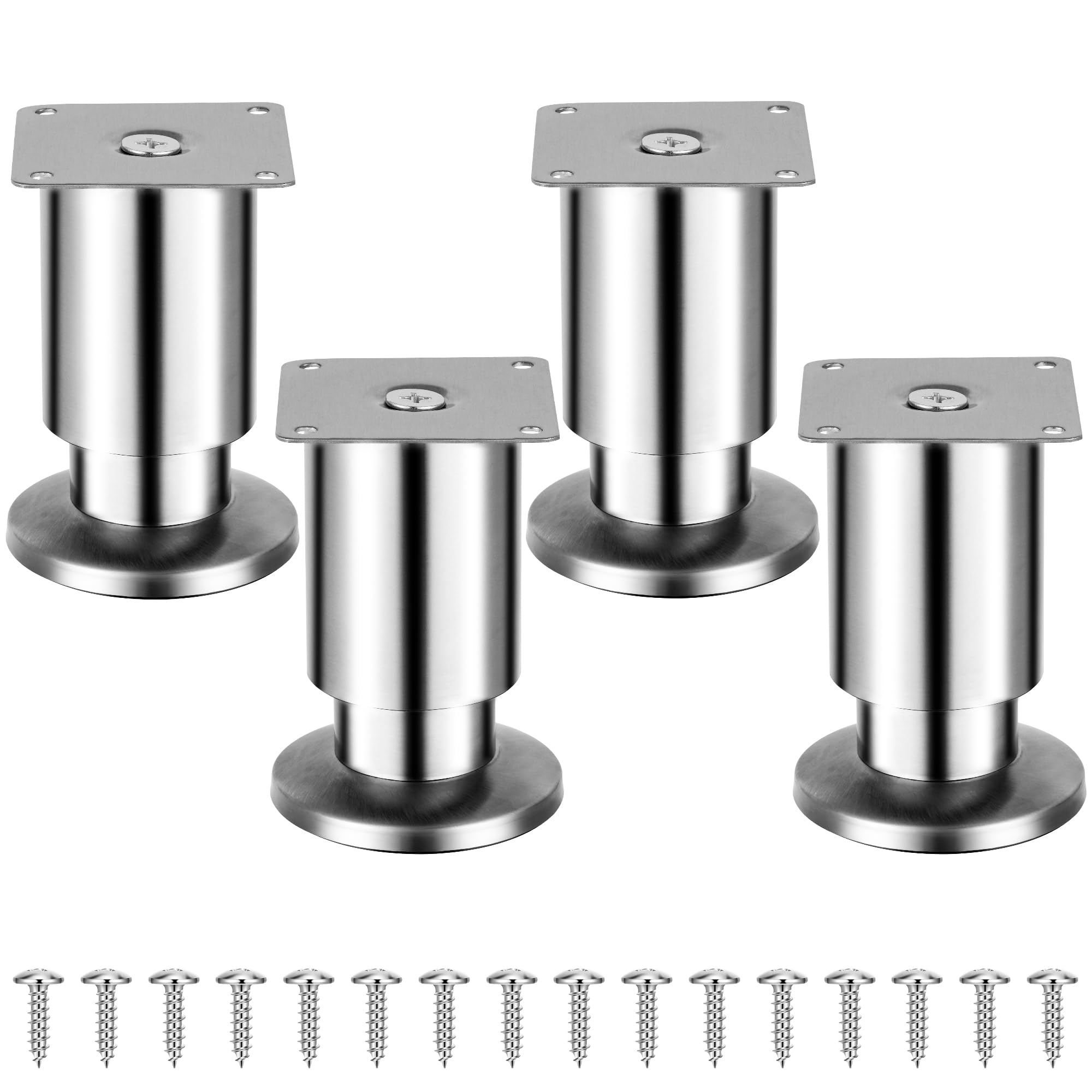 Torven 4er-Set Edelstahl Möbelfüße (250kg Traglast), Möbelfüße Verstellbar – Als Schrank Füße, Sofa Füße, Badezimmermöbel-Füße, Bettfüße & Tischfüße, möbelfüße Metall (Schwarz, 10 cm)