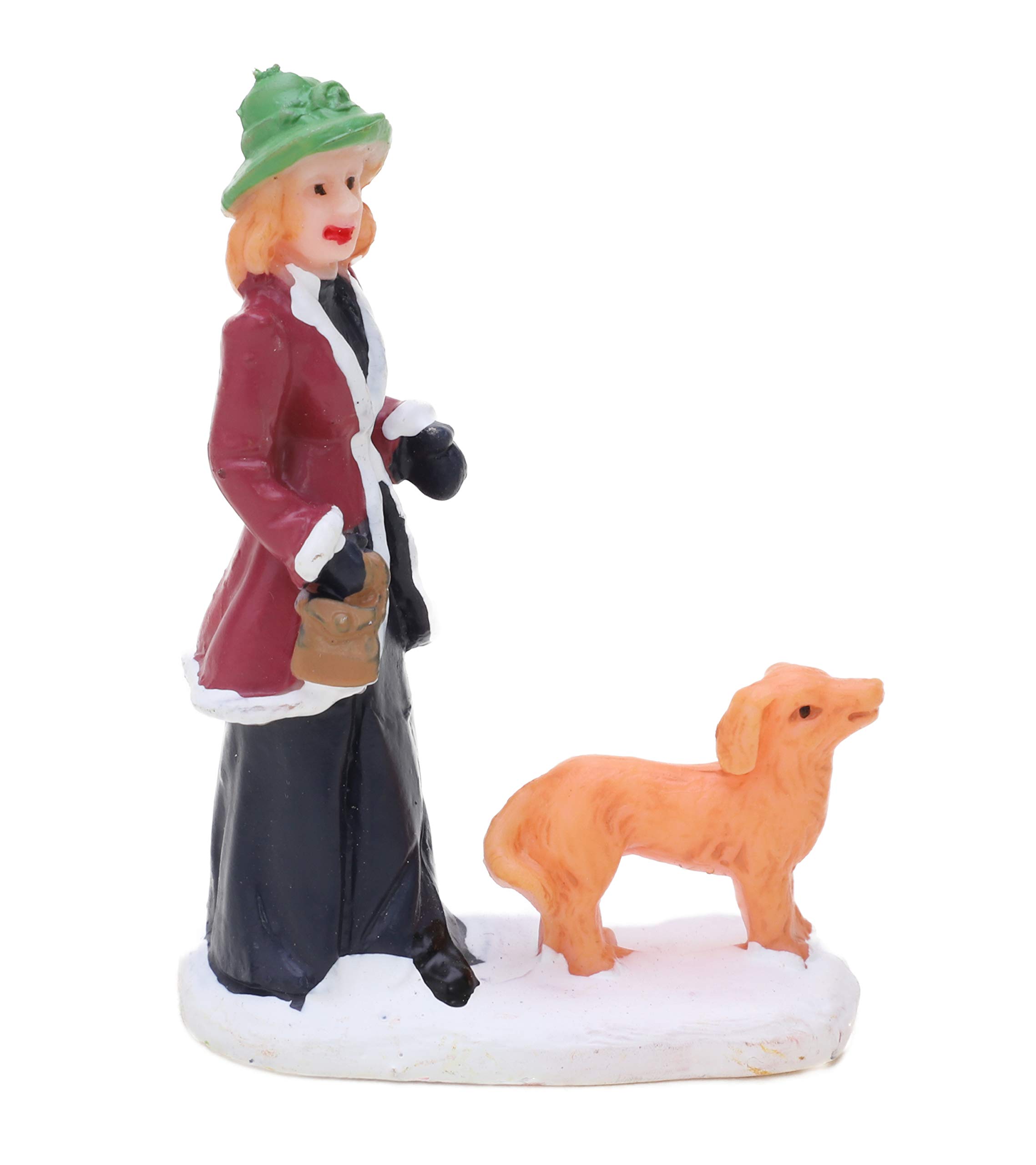 Toyland® Mini Resin Christmas Collectible Ornament - Village Scene Accessories - Christmas Figures (Lady Dog Walker 1.5 x 2.5 Inch)