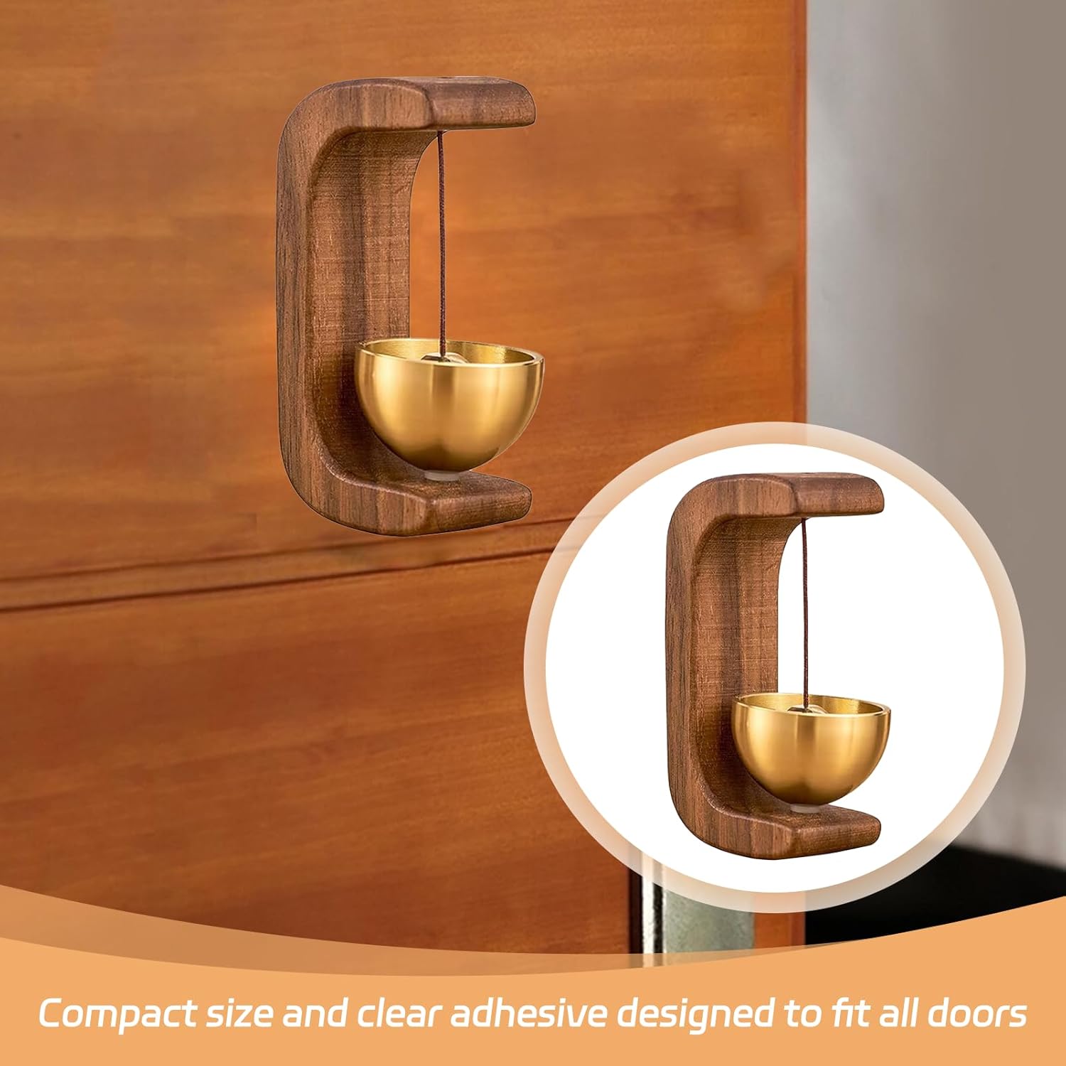 2 Pcs Magnetic Door Bell,Magnetic Wooden Wind Chime Doorbell Decoration,Shopkeepers Bell,Chime For Homes,Shops,Offices,Unique Door Decorations - Creative Gifts(Beech)