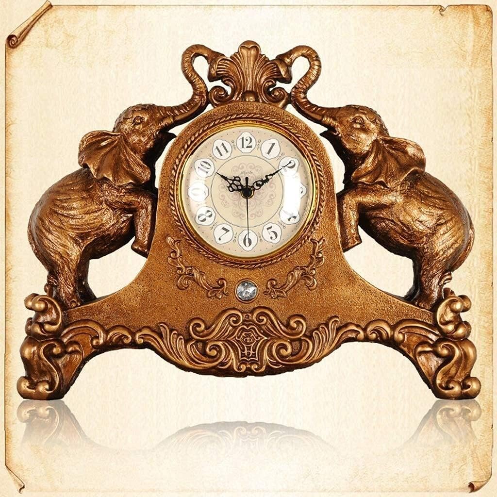 Family Clocks Mantle Clock, Elephant Silent Non Ticking Decoration for Living Room Bedside Clock Suitable for Living and Bedroom Office