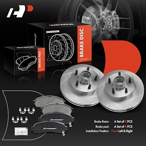 Miniatura 7 de A-Premium Juego de rotores de freno de disco ventilados delanteros de 10.28 pulgadas + pastillas de cerámica compatibles con modelos seleccionados