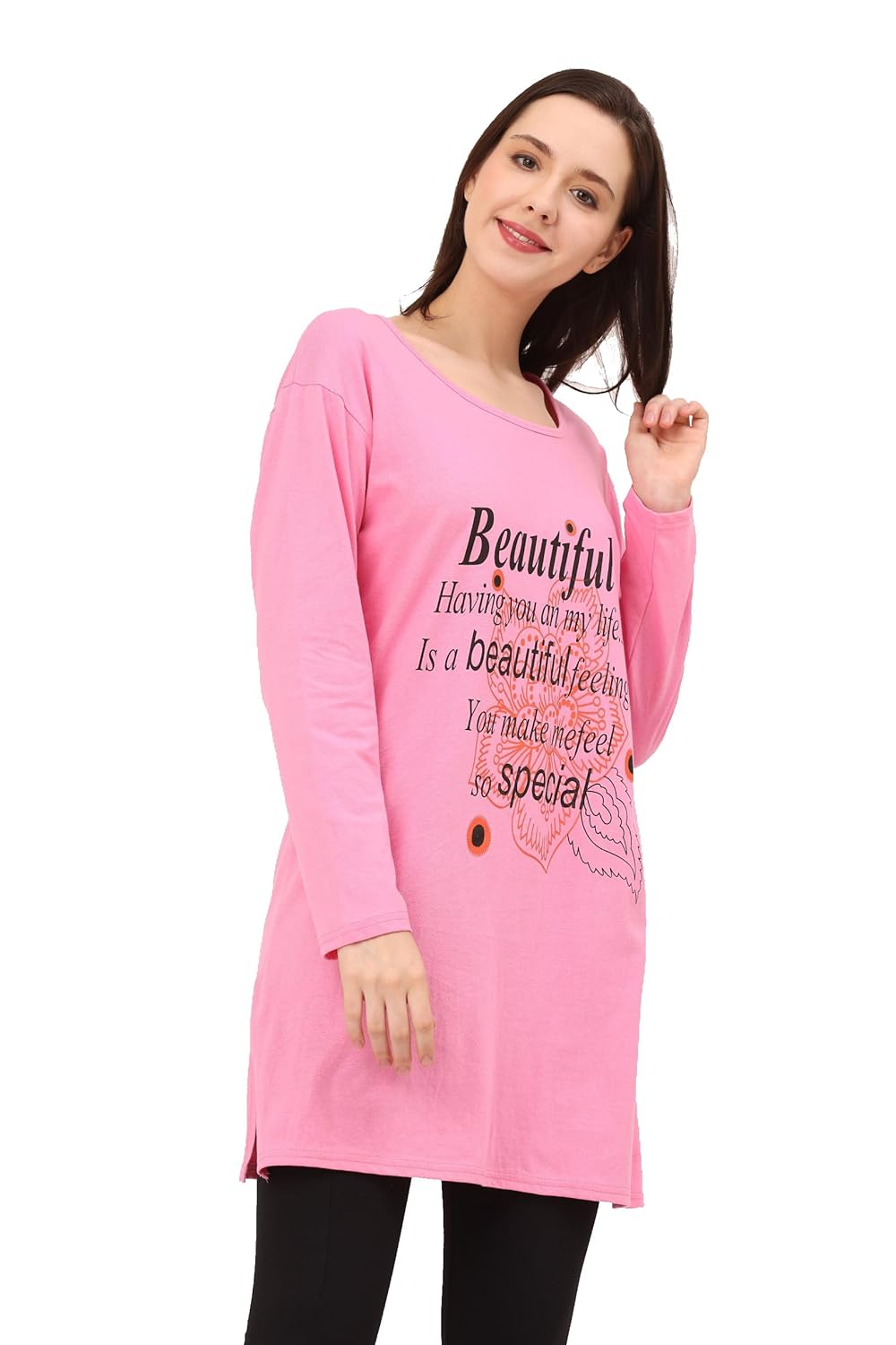 Buy DDASPRATION Women's Printed Long T-Shirt Full Sleeve (Large