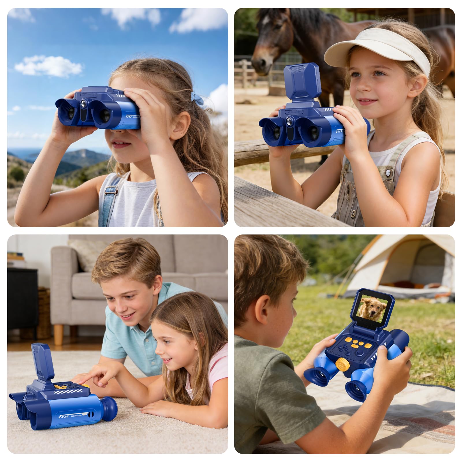 Fernglas für Kinder mit Nachtsicht, Naturforschungsspielzeug mit 6,1 cm IPS-Display, 10-facher optischer Zoom, 48 MP FHD-Digitalkamera, STEM-Spielzeug für Jungen und Mädchen