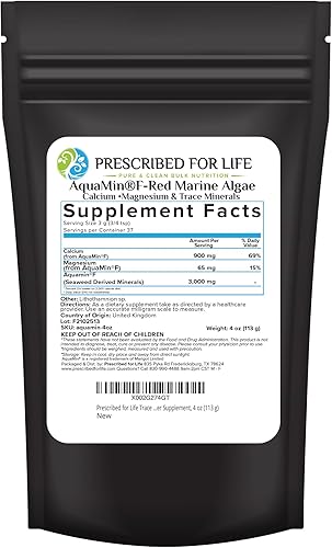 Miniatura 7 de Prescribed for Life Aquamin (F) Polvo  Algas marinas rojas ricas en calcio a base de plantas  72 minerales traza  Suplemento natural de apoyo