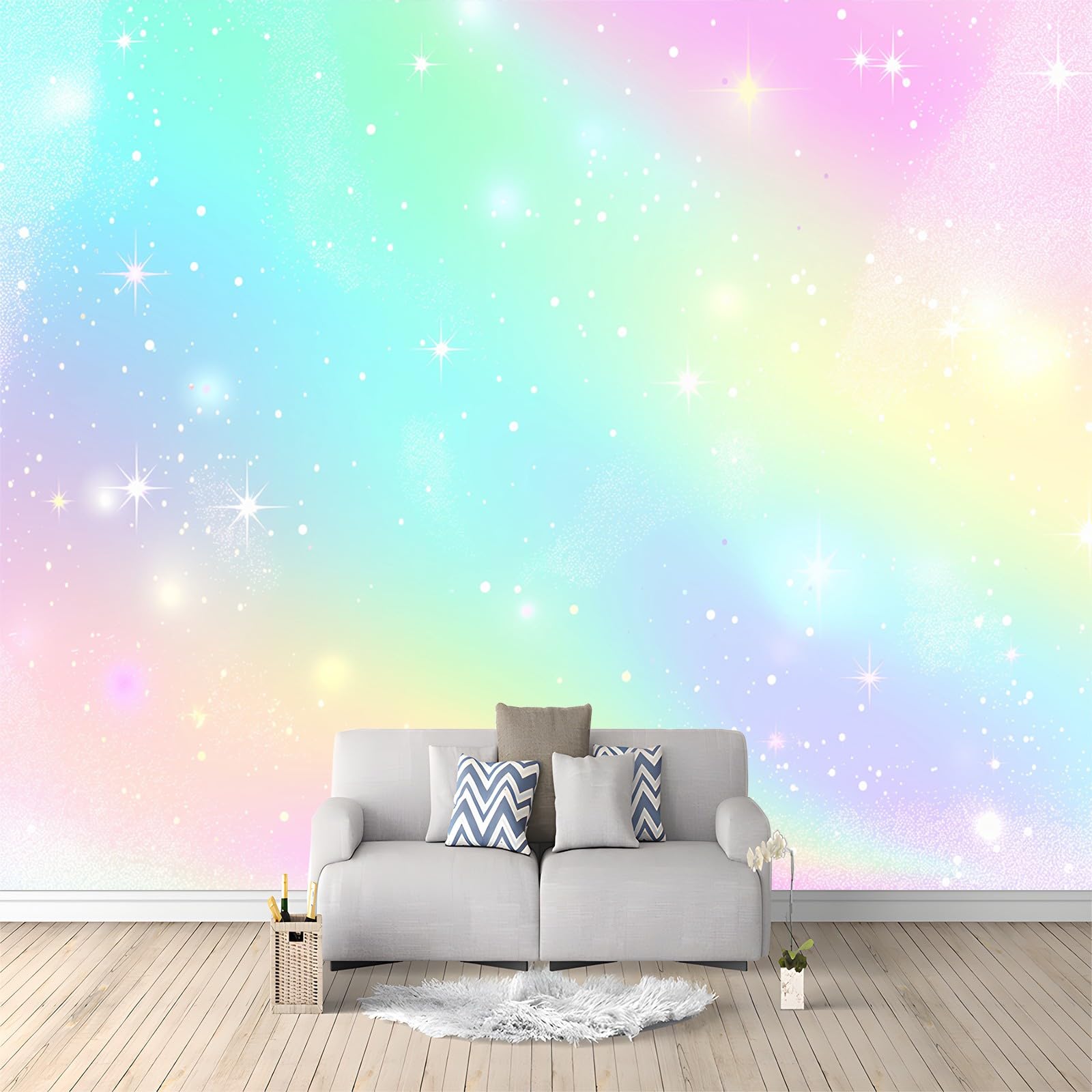 Tapete 3D Fototapete Regenbogen-Gradientenhintergrund Mädchen 250x175 cm Vliestapete Wandtapete Wandbilder 3D Druck Foto Tapeten für Wohnzimmer Schlafzimmer Vlies Tapete Motivtapeten
