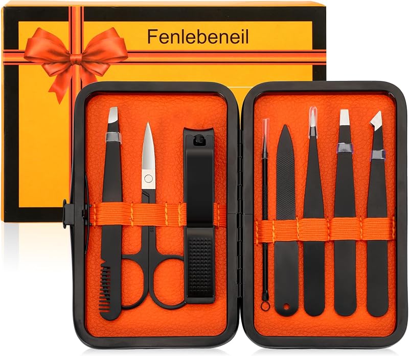 Kit de pinças e cortadores de unhas fenlebeneil com estojo, 9 peças