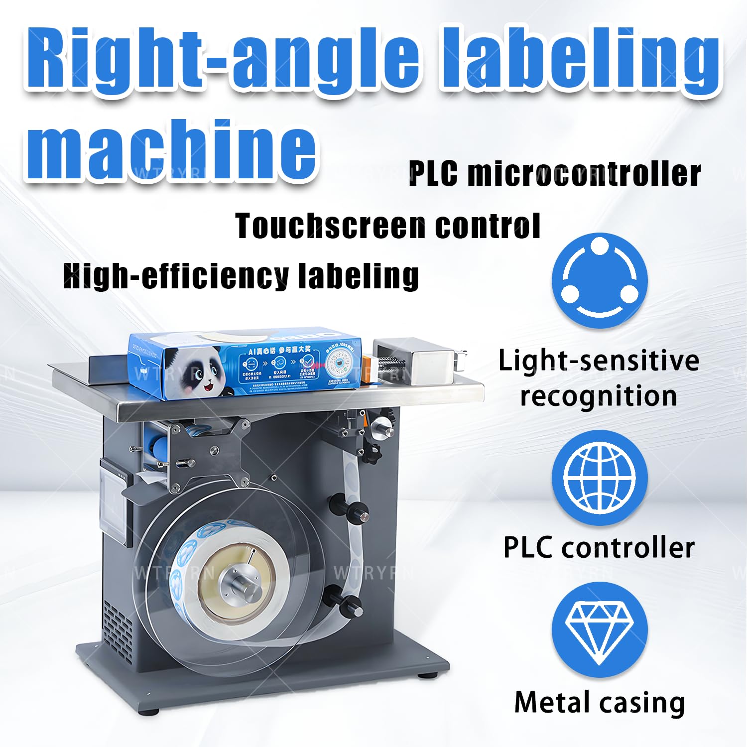 Etichettatrice angolare semiautomatica Applicatore di Etichette a Scatola da 90 Gradi Piano di Lavoro Robusto ad Ampia Tensione 110-220 V per Uso Industriale 5cm