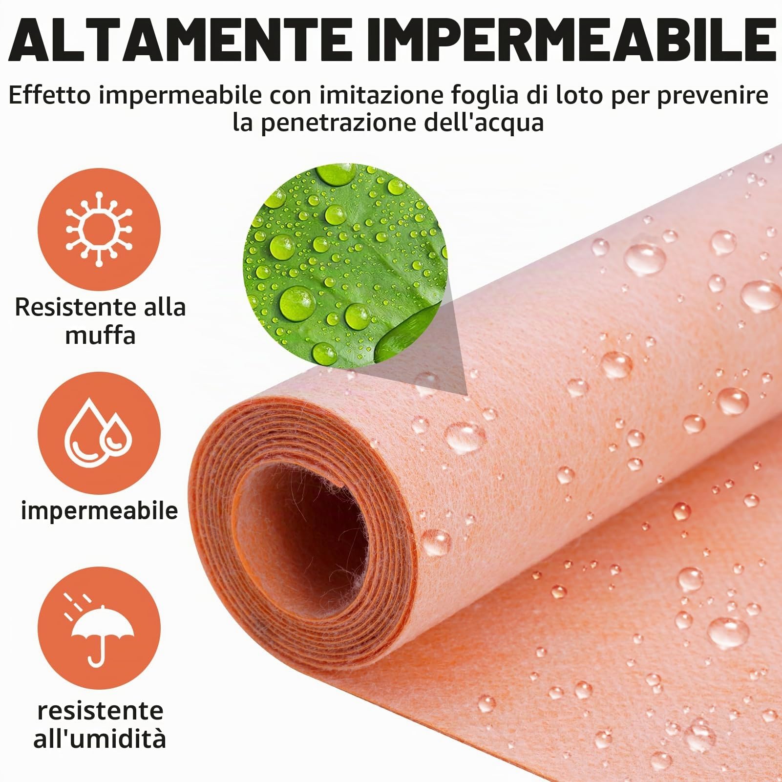 1mx30m Membrana Impermeabilizzante, Nastro Sigillante, Tessuto Non Tessuto Sigillante, Tappetino Disaccoppiante per Doccia Bagno Balcone Terrazza (Arancione)