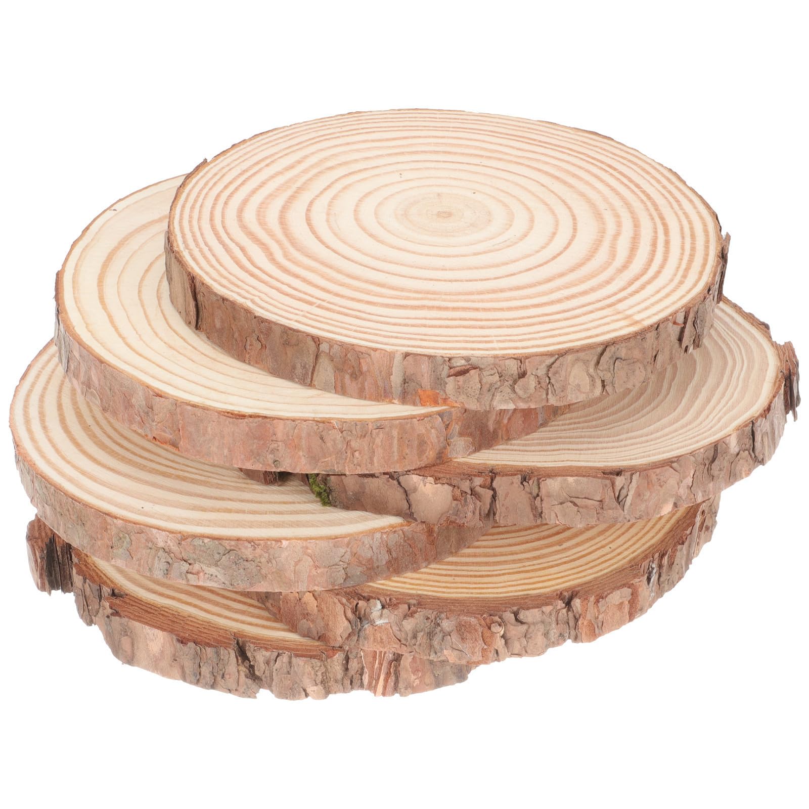 STOBAZA 6 Piezas Rodajas de Madera sin Pintar para Pintar Superficie Resistente y Fácil de Teñir para Posavasos y Manualidades