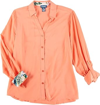 Caribbean Joe Women's Woven Roll Tab 