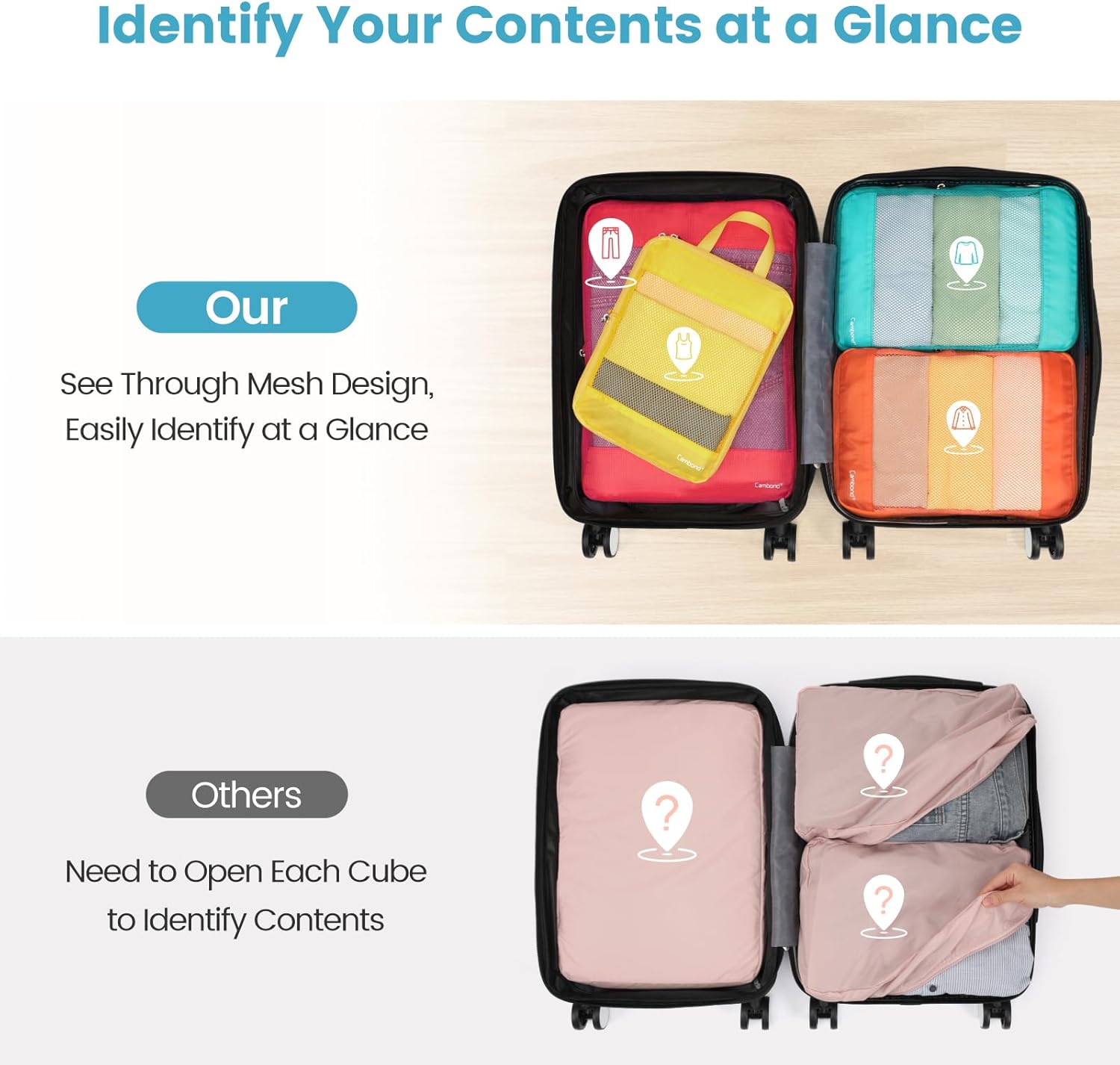 Cambond See Through Mesh Compression Packing Cubes for Travel Women - 4 Set Lightweight Expandable Compression Cubes for Travel Packing Organizers for Luggage Suitcases, National Park - Image 4