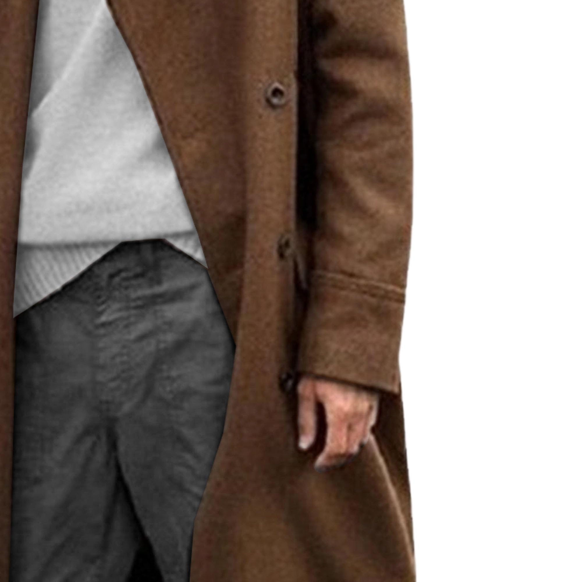 Trench lungo da uomo, monopetto, cappotto invernale da uomo, lunghezza al ginocchio, giacca calda, soprabito vintage con intaglio