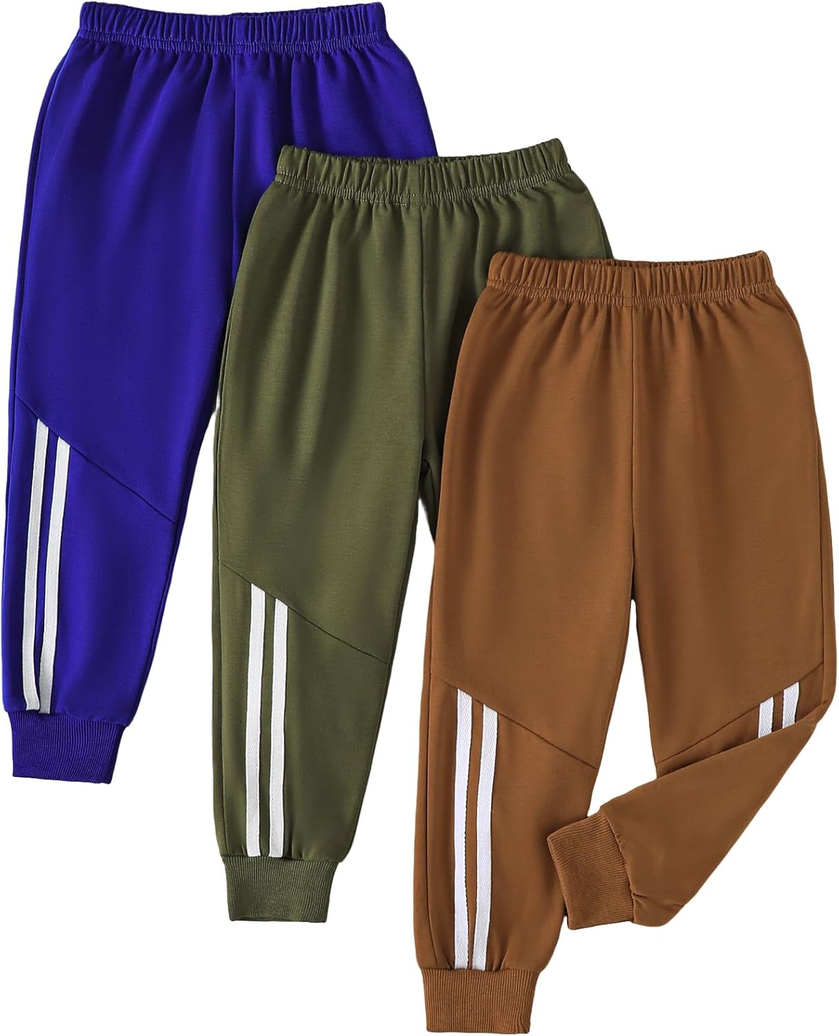 VEGGIEDOT Boys Pants Toddler Kids Boys Sweatpants 3 Pack Elastic Waist Joggers Athletic Pants 3T 4T 5T Size 6 7