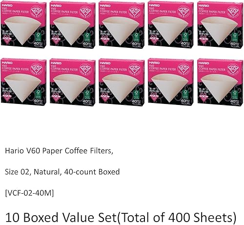 Miniatura 2 de 10 filtros de papel natural Hario V60 tamaño 02 de 40 unidades de café natural, 10 cajas (total de 400 hojas)