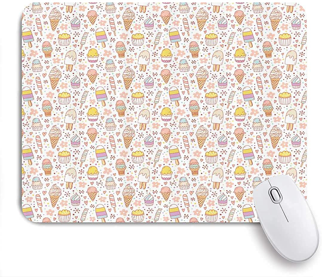 Gaming Mouse Pads,Ice Cream Cute Candies Cotton Candy Cupcake,Mouse Mats Non-Slip Rubber Base for Laptop,Computer,Home,Office Mousepad