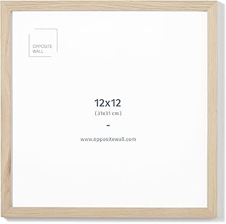 Opposite Wall12x12 in - Natural Solid Oak Wood Picture Frame - Lightweight, Versatile & Shatterproof - Wall Hanging Poster or Photo Frame - Wall Decor for Office, Gallery & Home