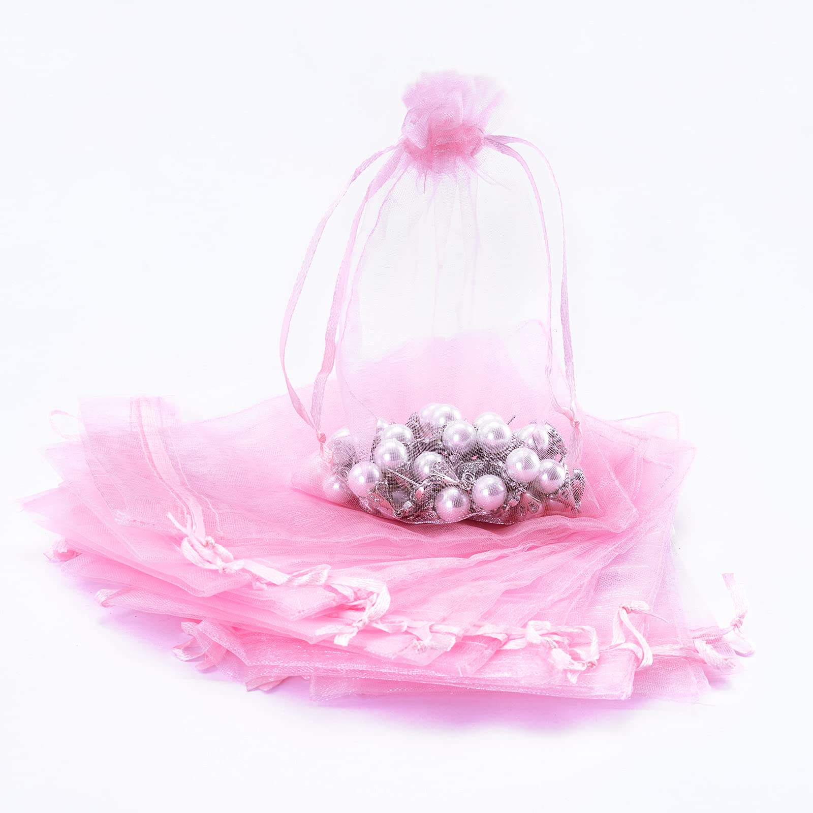 DoGeek 60pcs 2.76" X 3.54" Organza Bags, Mesh Bags with Drawstring Jewelry Pouches Wedding Favour Bag Small Gift Bags Wedding Party Christmas Gift Halloween Candy Bag (White, 9 * 7 cm) — view 16