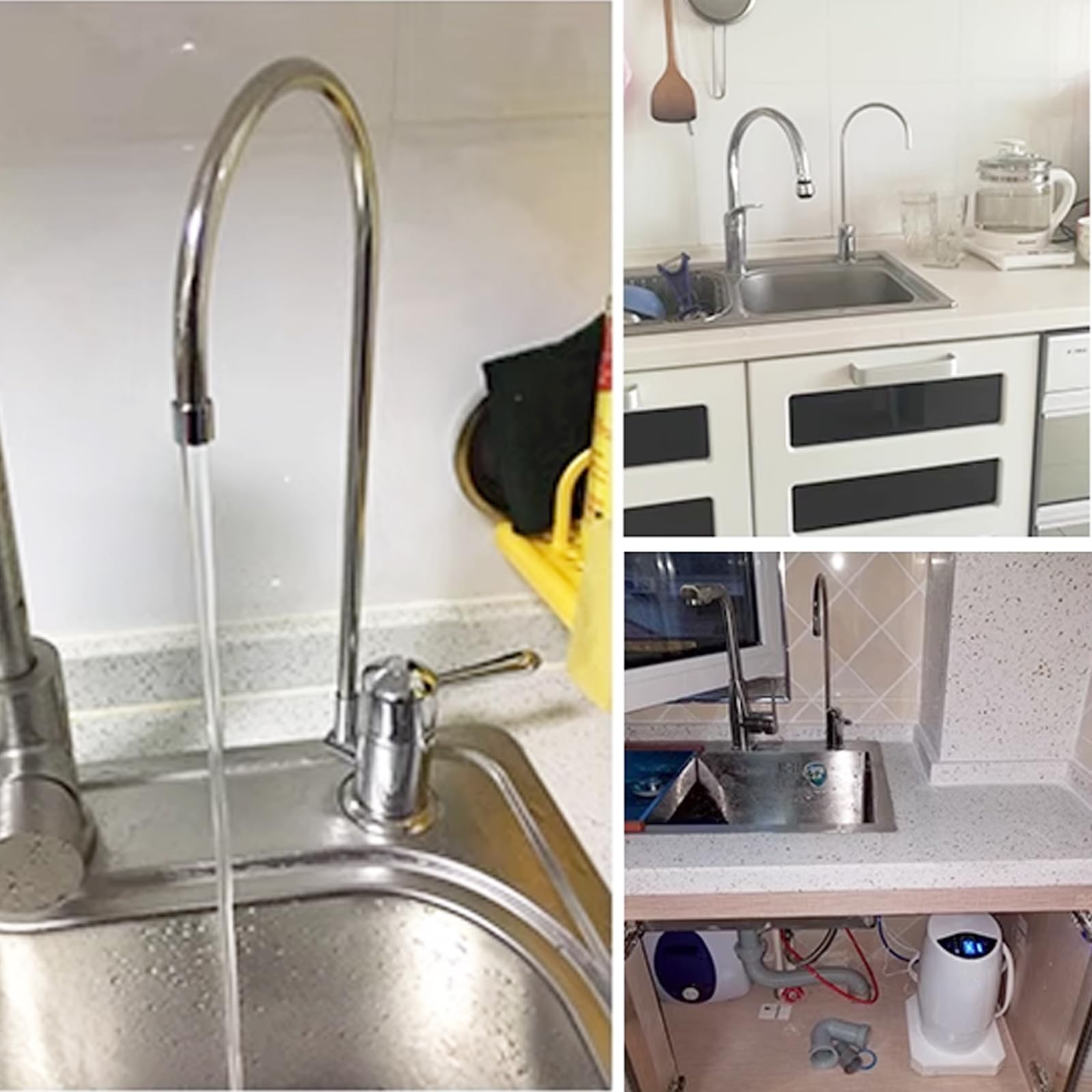 Rubinetto Cucina, Rubinetto per Lavello da Cucina a Una via Compatibile con Amway Espring Filtro Dell'acqua con Beccuccio Girevole a 360 ° Rubinetto Lavello Cucina con Adattatori per Rubinetto