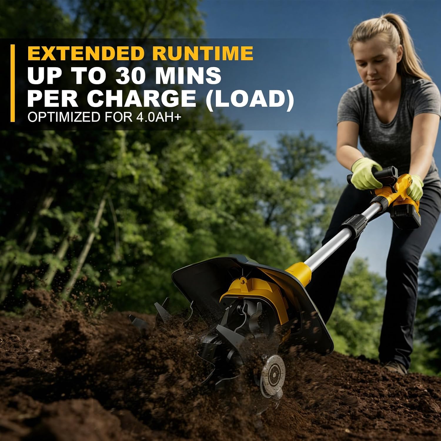 Cordless Garden Tiller Cultivator, Compatible with DeWalt 20V MAX Battery, 360 RPM High Torque, 9" Width x 7" Depth, Lightweight Garden Soil Tool for Weeding, Tool Only-Battery Not Included