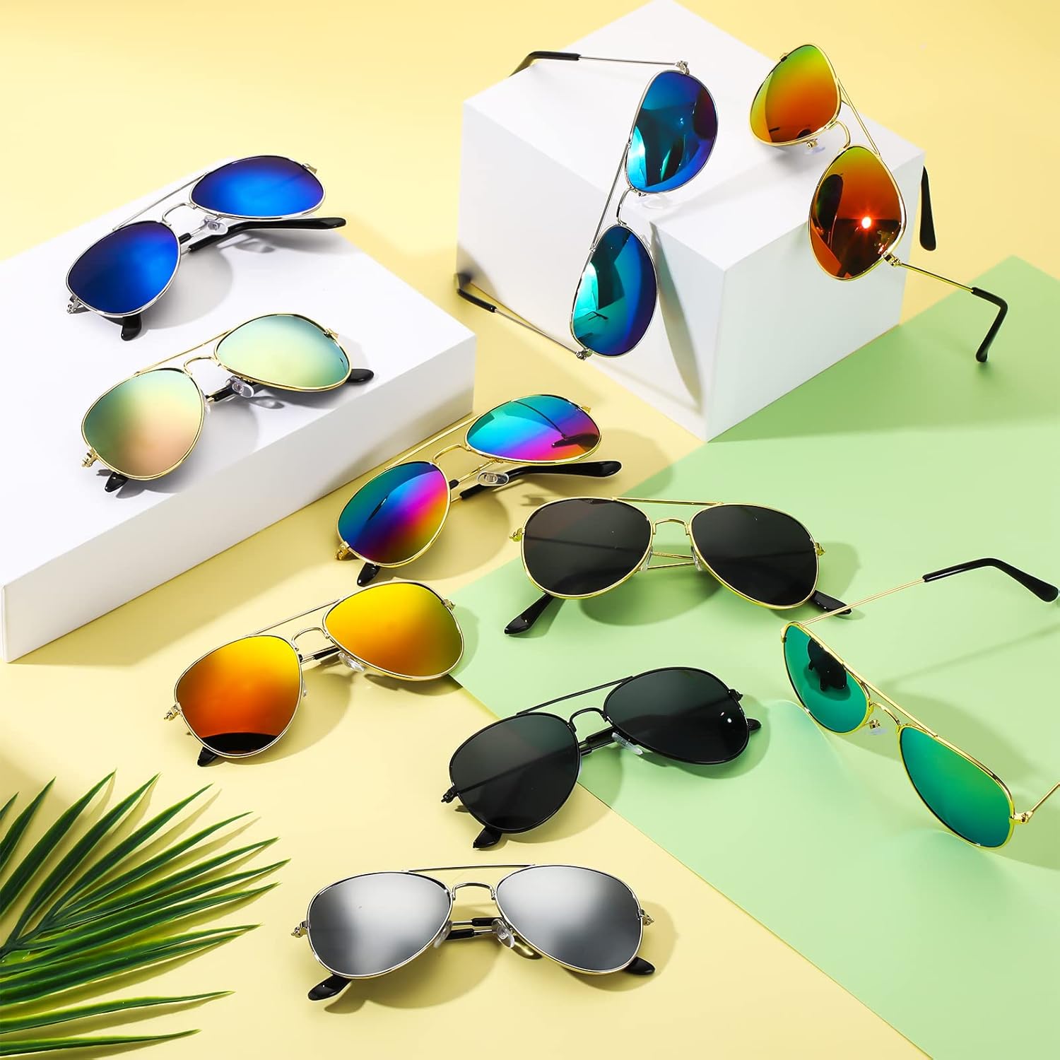 Mepase 20 Pairs Kids Sunglasses Bulk Kids Neon Sunglasses Beach Party Favors Boys UV Protection Polarized Mirrored Metal Frame Boys Girls Eyeglasses Birthday Gifts for Teenagers, 10 Styles - Image 6