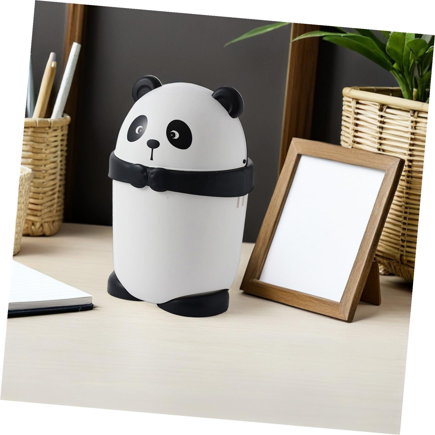 Cabilock Cubos De Basura Pequeños Panda Con Tapa Papelera De Dibujos Animados Para Niño Niña Diseño Para Habitaciones Oficina y Cocina