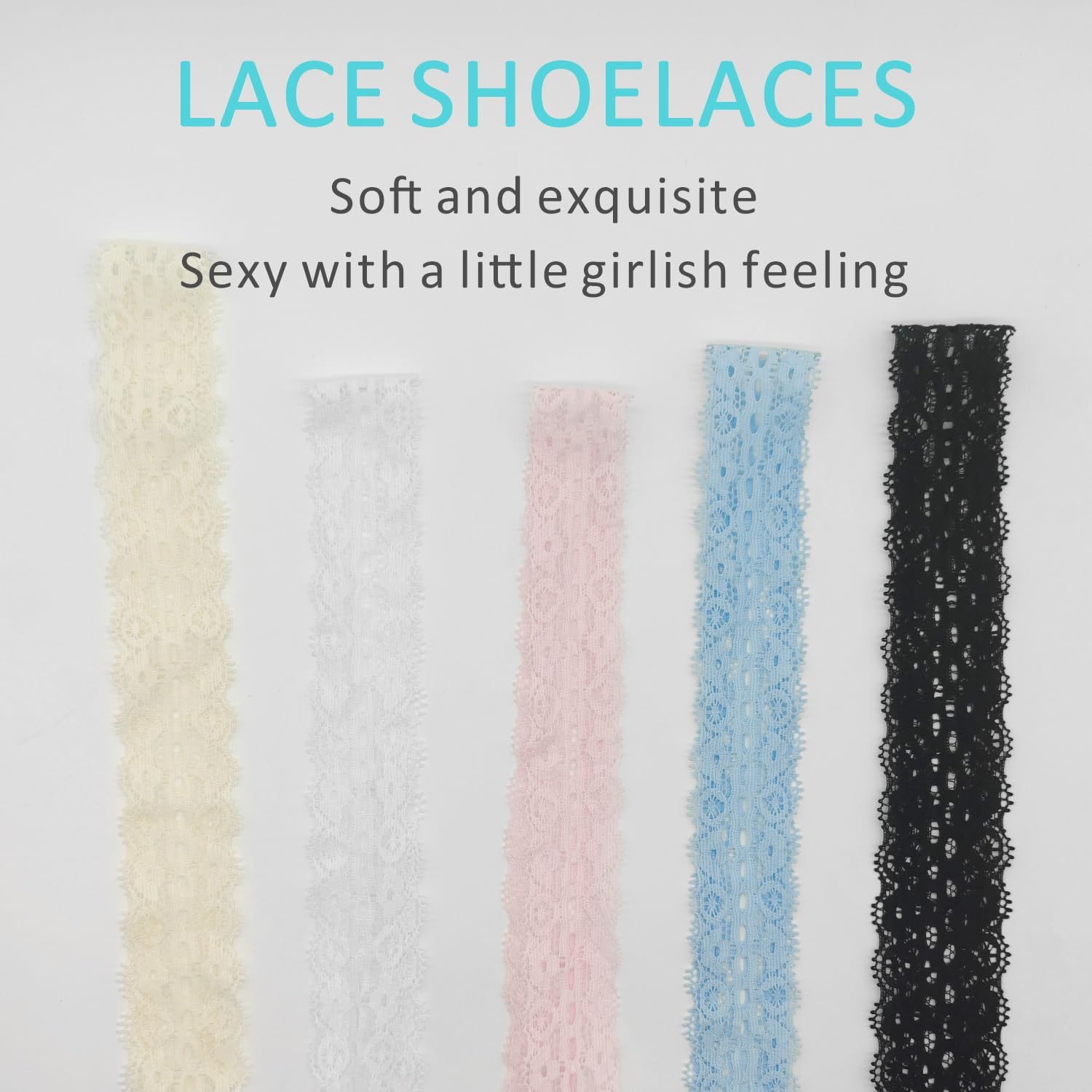 UamGlsob Lace Fancy Shoelaces for Sneakers, 3cm Wide Flat Soft Lace Shoe Laces for Women Girls Casual Shoes