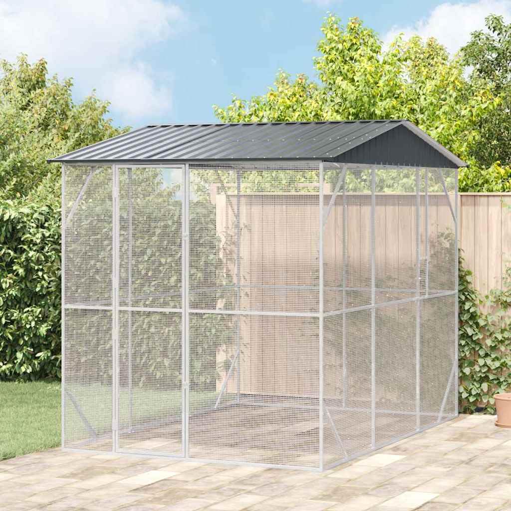 Generisch Vogelkäfig Anthrazit 227 x 310 x 247 cm Verzinkter Stahl,Tier- & Haustierbedarf,Haustierbedarf,Vogelbedarf,Vogelkäfige & -ständer-3325160
